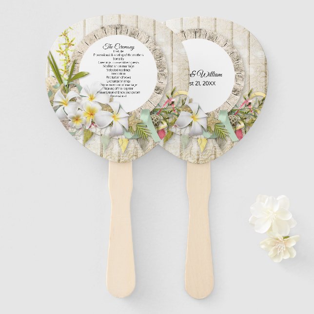 Leque Programa de Casamento Floral e de Madeira Falsa Tr (Frente e Verso)