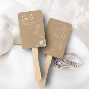Leque Programa de Casamento Floral em Aquarela Elegante