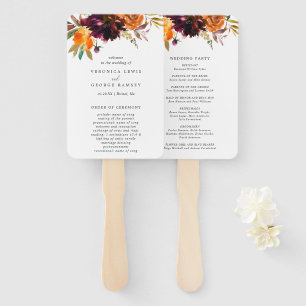 Leque Programa de Casamento Floral Outono Rústico