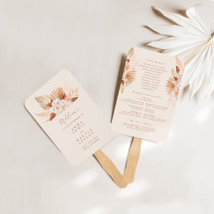 Leque Programa de Casamento Floral Terracotta de Pampas