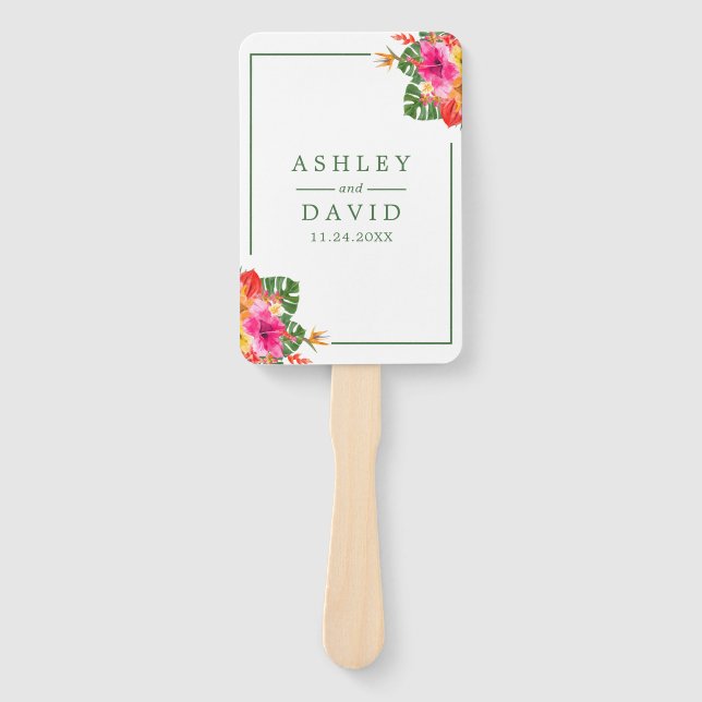 Leque Programa de Casamento Floral Tropical Hibiscus Pal (Frente)
