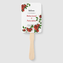 Leque Programa de Casamento Floral Vermelho Moderno Geom