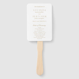 Leque Programa de Casamento Formal Clássico Dourado Eleg