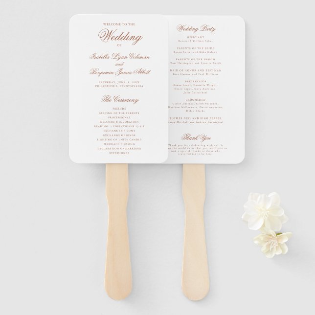 Leque Programa de Casamento Formal Tradicional em Terrac (Frente e Verso)