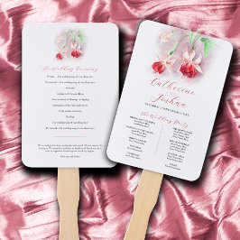 Leque Programa de casamento fuchsia, cor-de-rosa-vermelh