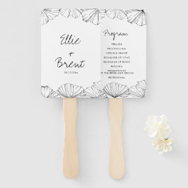 Leque Programa de casamento Ginkgo Biloba, minimalista E