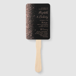 Leque Programa de Casamento Glitter Dourado Rosa Negra