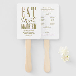 Leque Programa de Casamento Gold Eat Drink and Be Marrie