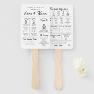 Leque Programa de Casamento Infográfico Moderno Elegante