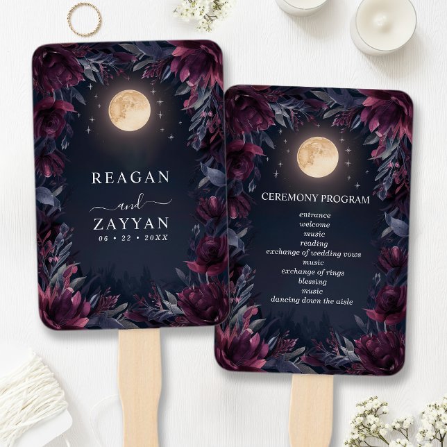 Leque Programa de Casamento Jardim da Meia-Noite sob a L (Criador carregado)
