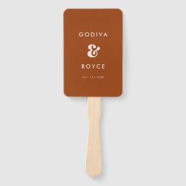 Leque programa de casamento laranja queimado por na moda