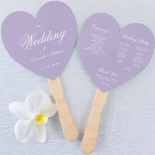 Leque Programa de Casamento Lavender Heart Roxo Branco L