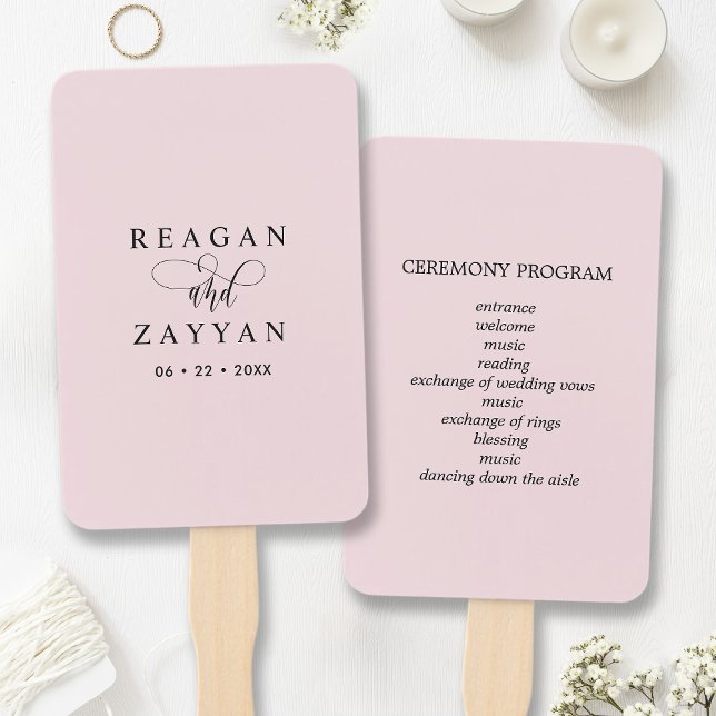 Leque Programa de Casamento Minimalista Blush Pink (Criador carregado)