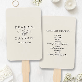 Leque Programa de Casamento Minimalista Creme Marfim
