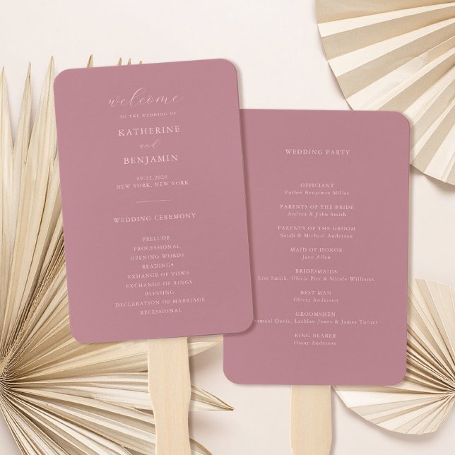 Leque Programa de Casamento Minimalista de Rosa Modern D (Criador carregado)