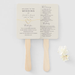 Leque Programa de Casamento Minimalista Dourado