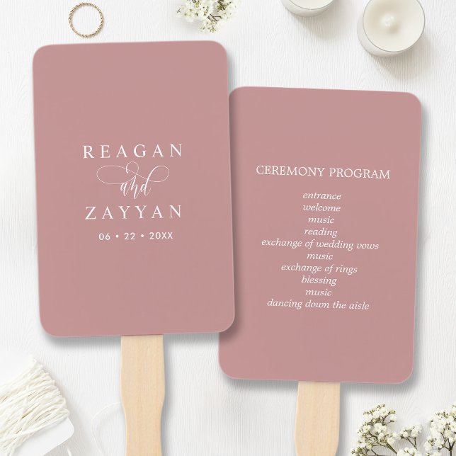Leque Programa de Casamento Minimalista Dusty Rosa Pink (Criador carregado)