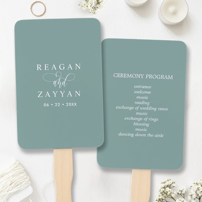 Leque Programa de Casamento Minimalista Dusty Teal (Criador carregado)