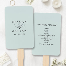 Leque Programa de Casamento Minimalista em Pastel Mint