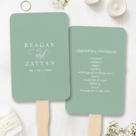 Leque Programa de Casamento Minimalista em Verde Musgo P