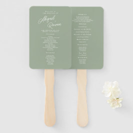 Leque Programa de Casamento Minimalista em Verde Salvia