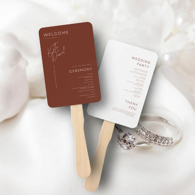 Leque Programa de Casamento Minimalista Marrom Chocolate (Criador carregado)