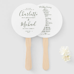 Leque Programa de Casamento Minimalista Verde Oliva