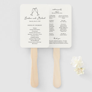 Leque Programa de Casamento Moderno com Flautas Desenhad