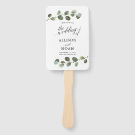 Leque Programa de casamento moderno da Aquarela Eucalypt