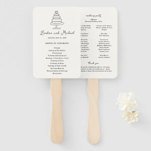 Leque Programa de Casamento Moderno Desenho à Mão de Bol
