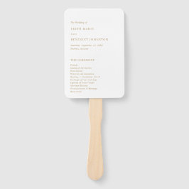 Leque Programa de Casamento Moderno Dourado Minimalista