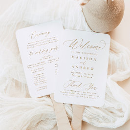 Leque Programa de Casamento Moderno Elegante Caligrafia