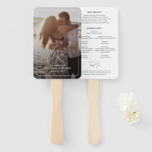 Leque Programa de Casamento Moderno em Foto Preto e Bran