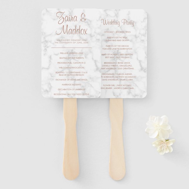 Leque Programa de Casamento Moderno em Grafite Dourado R (Frente e Verso)