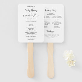 Leque Programa de Casamento Moderno em Letra Preta e Bra
