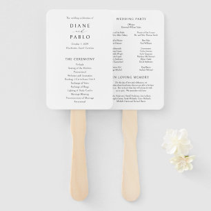 Leque Programa de Casamento Moderno Preto e Branco Elega