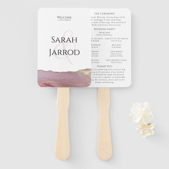 Leque Programa de Casamento Moderno Viva Magenta Conjunt (Frente e Verso)