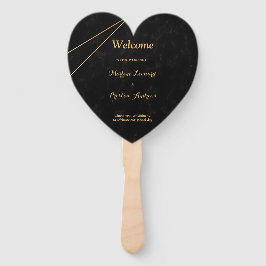 Leque Programa de Casamento Moldura Geométrica Preta e D