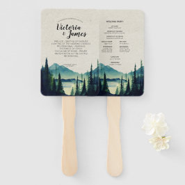 Leque Programa de casamento na montanha à beira do lago