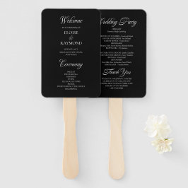Leque Programa de Casamento Negro de Caligrafia Minimali