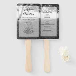 Leque Programa de Casamento Negro e Branco ao ar livre