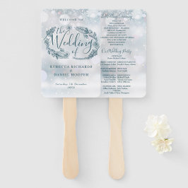 Leque Programa de Casamento no inverno Rustic Floral Sno