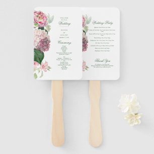 Leque Programa de Casamento no Jardim com Flores Rosas R