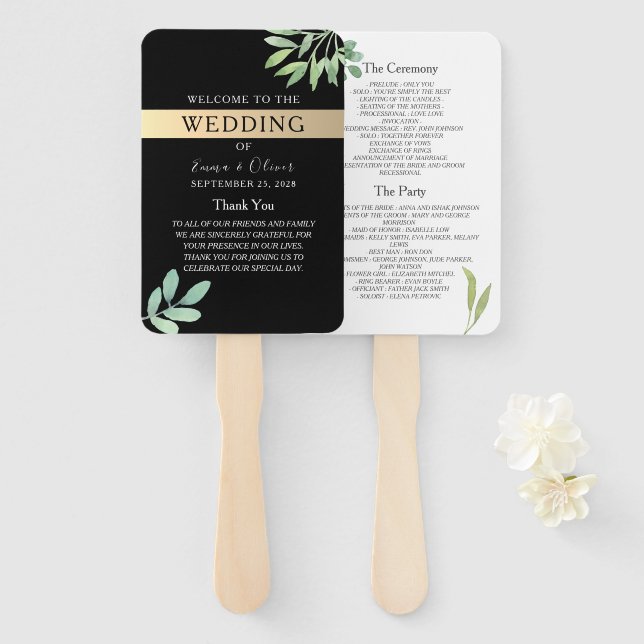 Leque Programa de Casamento Ouro Preto (Frente e Verso)