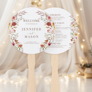 Leque Programa de Casamento outono de Flor Seco à Borda