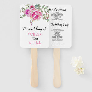 Leque Programa de casamento para flores de cor-de-rosa