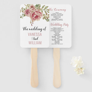 Leque Programa de casamento para flores de rosa Dusty