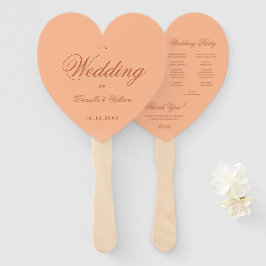 Leque Programa de Casamento Peach Brown Simple Heart Scr