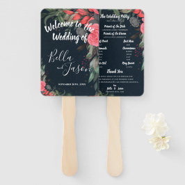 Leque Programa de Casamento Peach Orange Floral