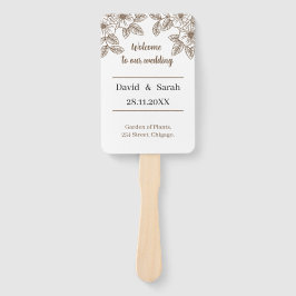 Leque Programa de Casamento Personalizado da Flor Marrom